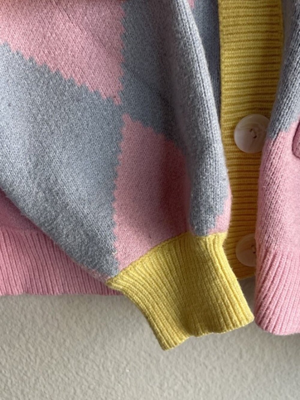 Steady Hands Howls Moving Castle Argyle Cardigan Pink/Yellow Women’s Sz M/L - Picture 11 of 13